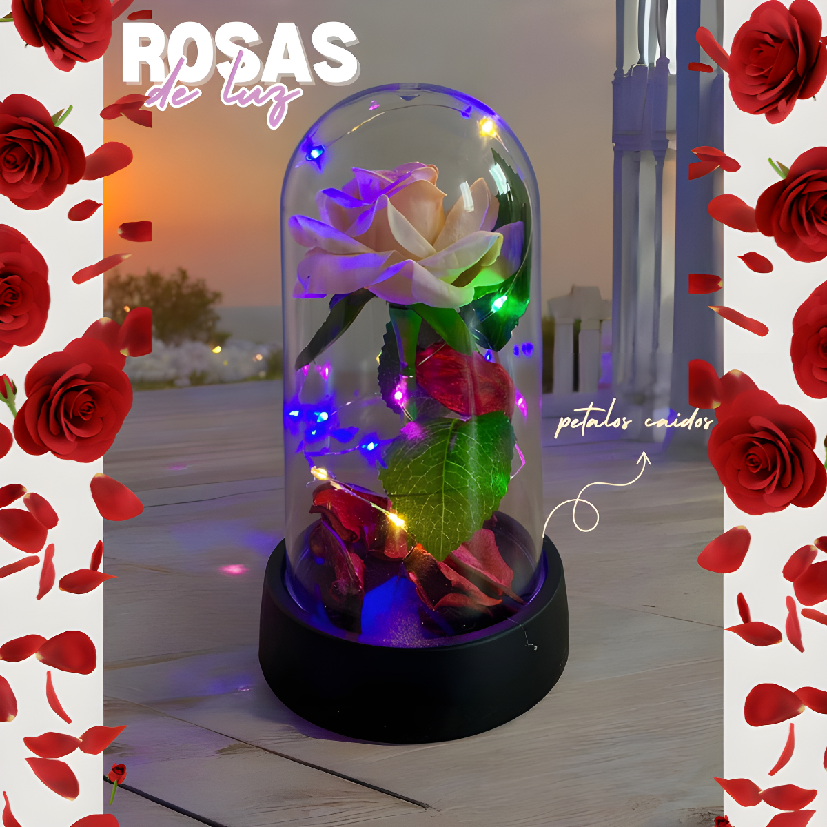 Rosa Eterna™ Flor en Cápsula con Luz Led