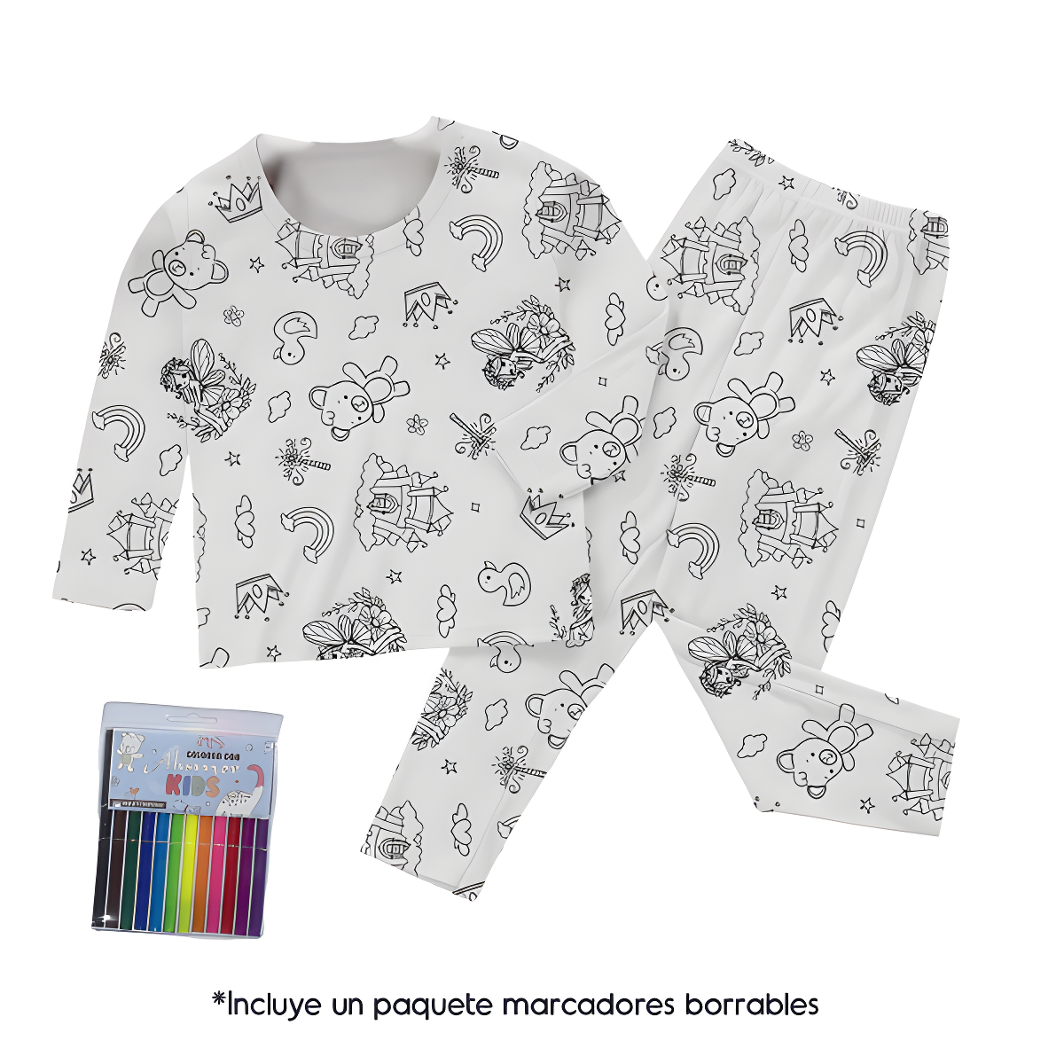 ColorME™ - Pijama Para Niños Coloreable (Obsequio Marcadores)