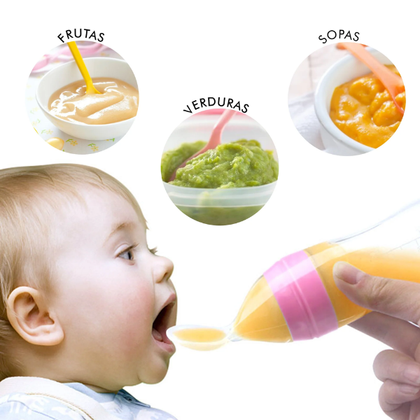 BabyFood™ Cuchara/Biberón de Silicona Para Bebé