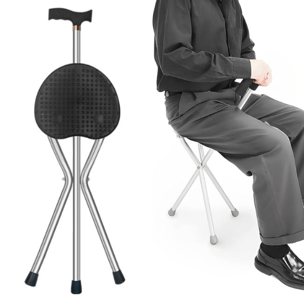 Multi-Cane™ Bastón Graduable Con Silla Plegable (Soporte 100 Kg)