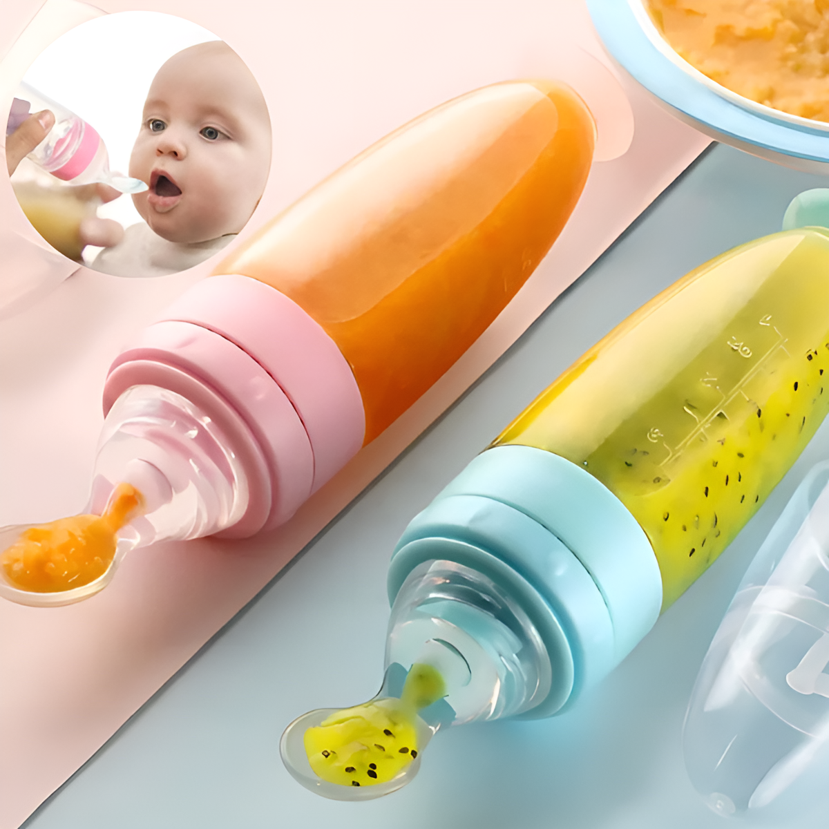 BabyFood™ Cuchara/Biberón de Silicona Para Bebé