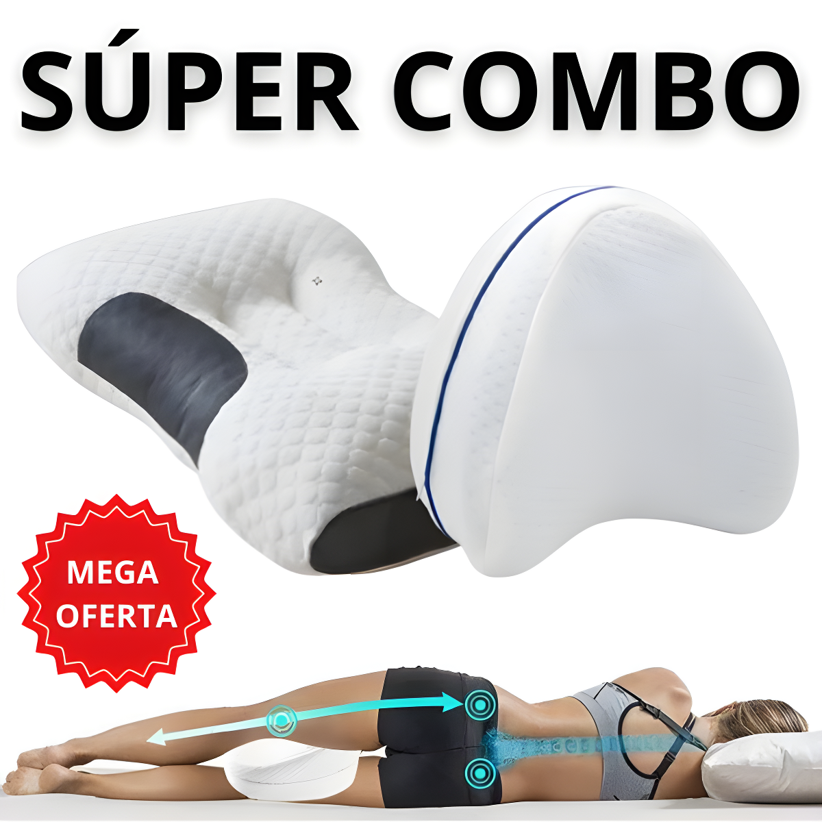 Súper Combo de (2) Almohadas Ortopédicas (Cuello/Entrepiernas)