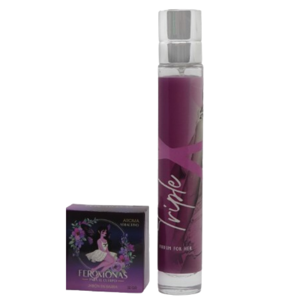 Triple "X" Kit de Seducción con Feromonas (Perfume + Jabón Femenino)