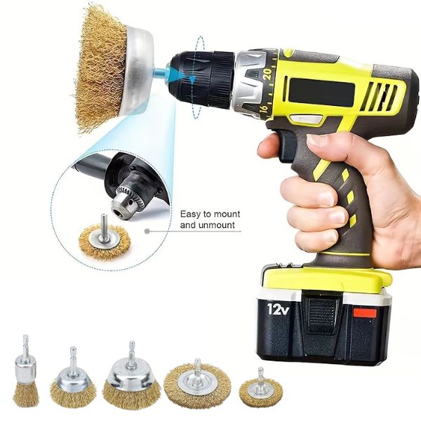 WireBrush™ Set Cepillos de Alambre Para Taladro (5 Pcs) (NO INCLUYE TALADRO)
