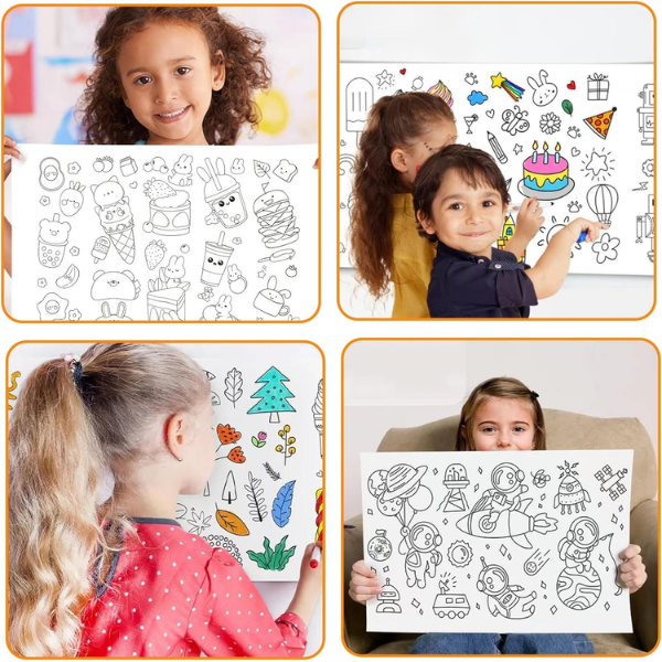 Súper Combo de Arte: Rollo de Dibujos 3m + 24 Marcadores