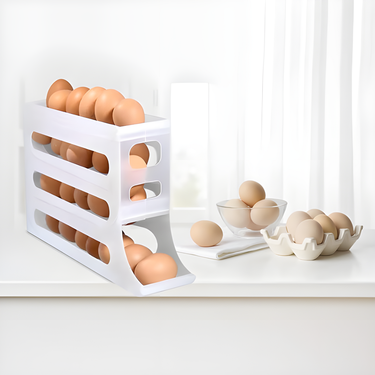 Practi-Egg™ Organizador de Huevos 4 Niveles (30 Puestos)