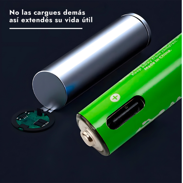 Pilas Recargables AA o AAA (Carga USB)