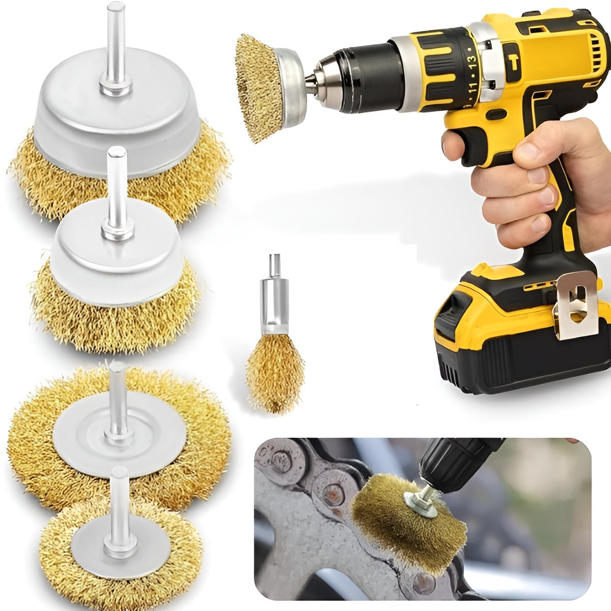 WireBrush™ Set Cepillos de Alambre Para Taladro (5 Pcs) (NO INCLUYE TALADRO)