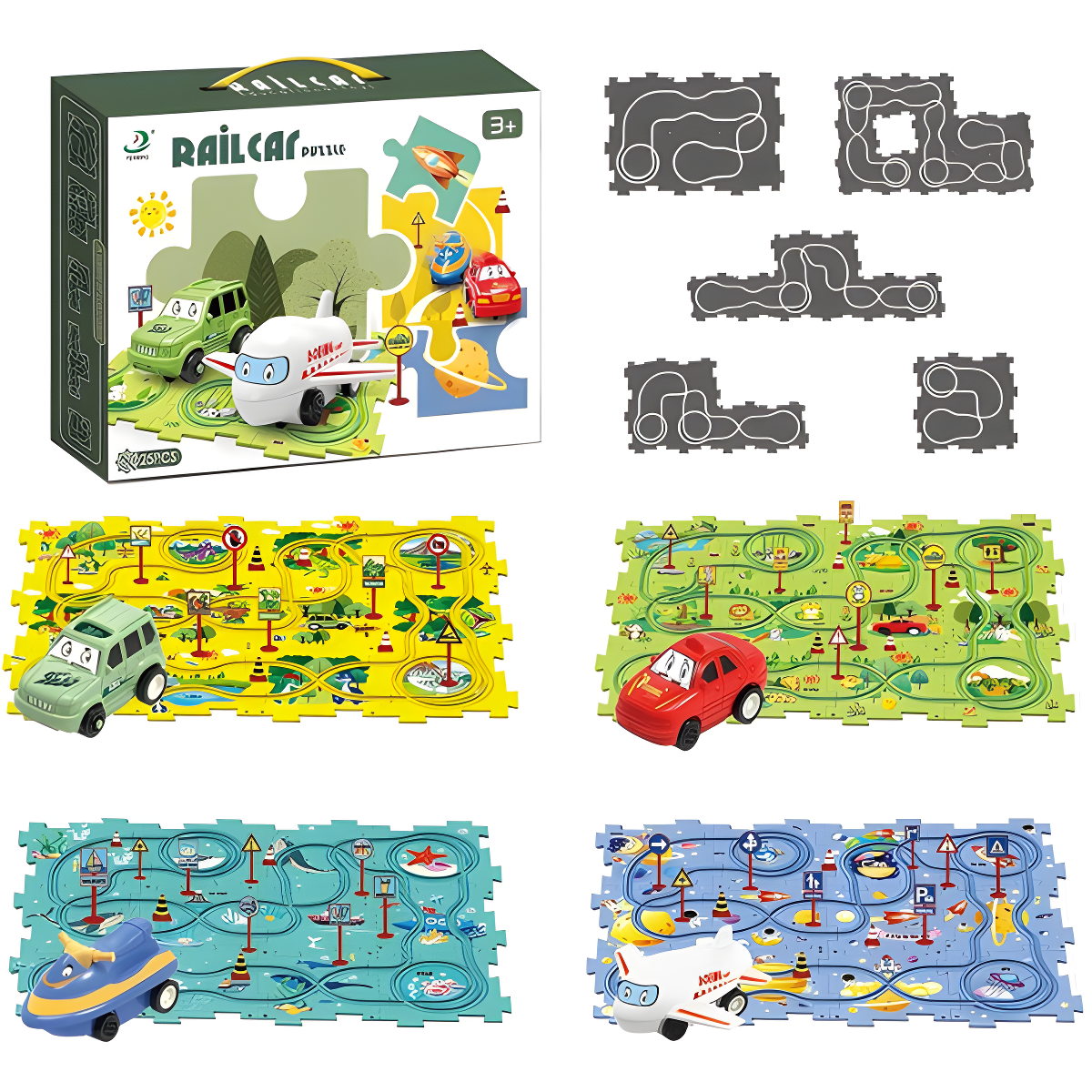 PuzzleRacer™ Pista de Coches Para Niños (25 Pcs)