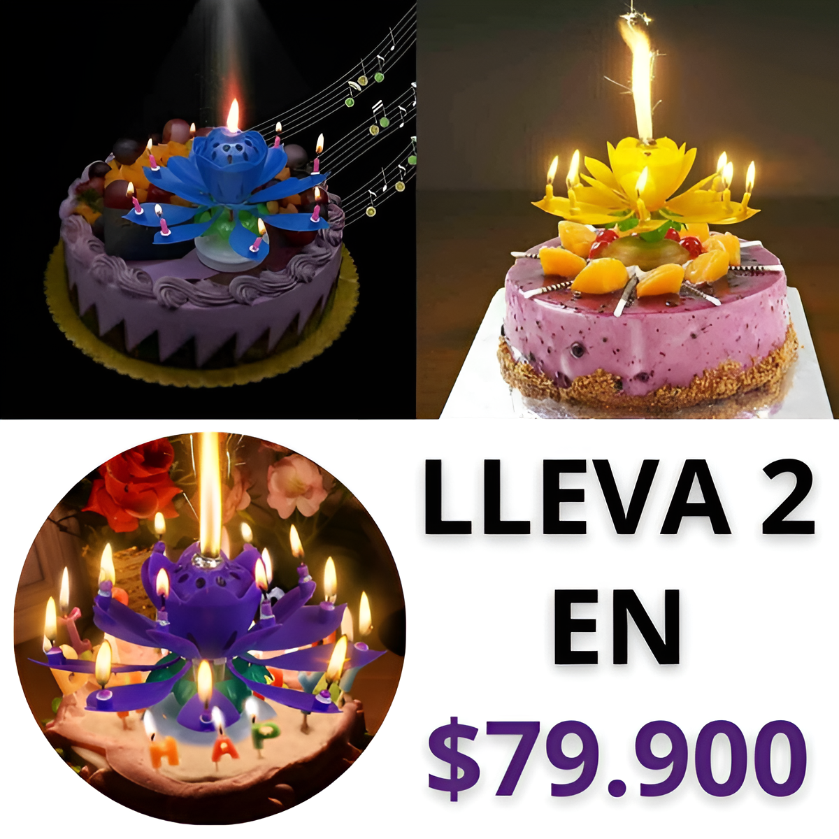 Vela Giratoria Flor de Loto - Celebración Mágica(2 Unds)