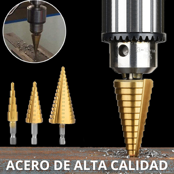 Kit de Brocas Escalonadas x 3 unds (4-12/20/32 mm)